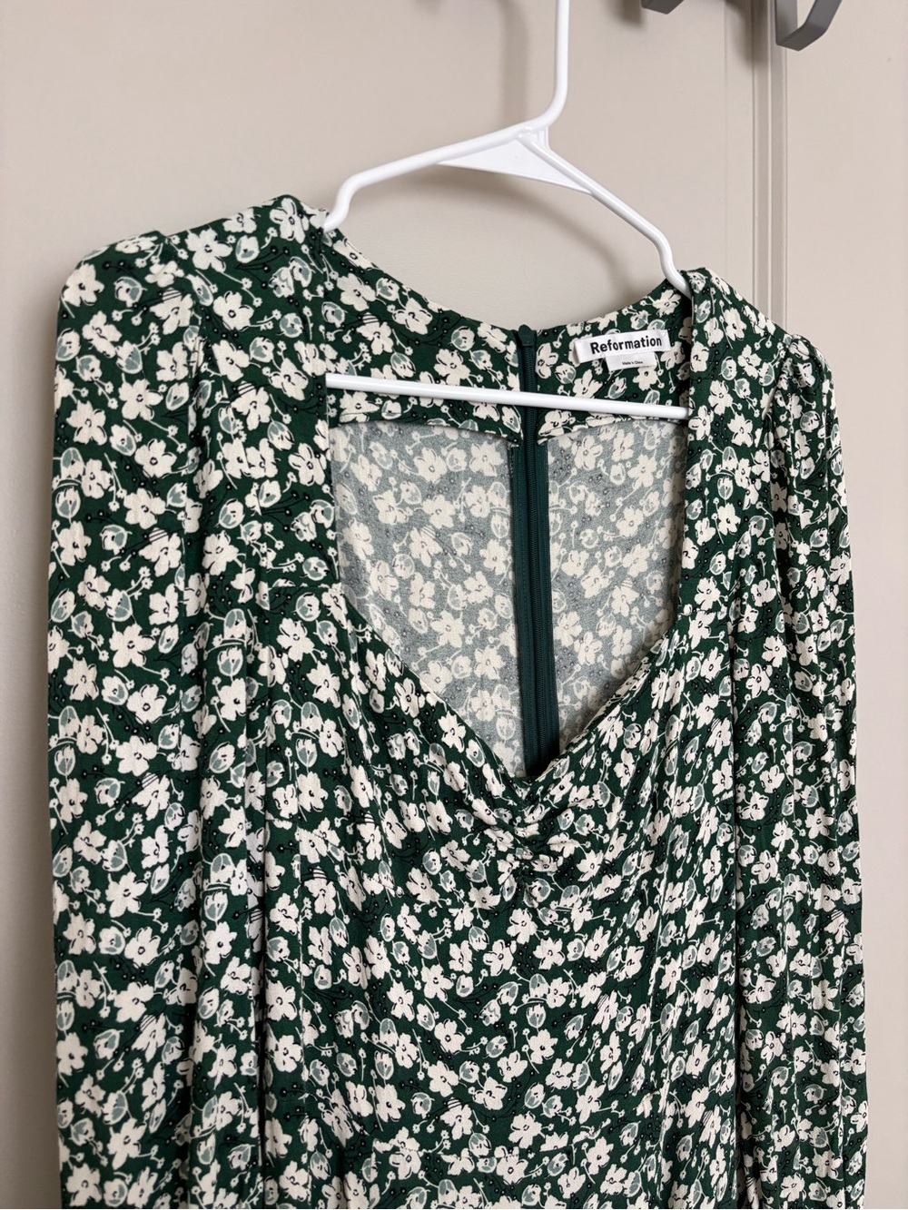 Reformation Green Floral Midi Dress